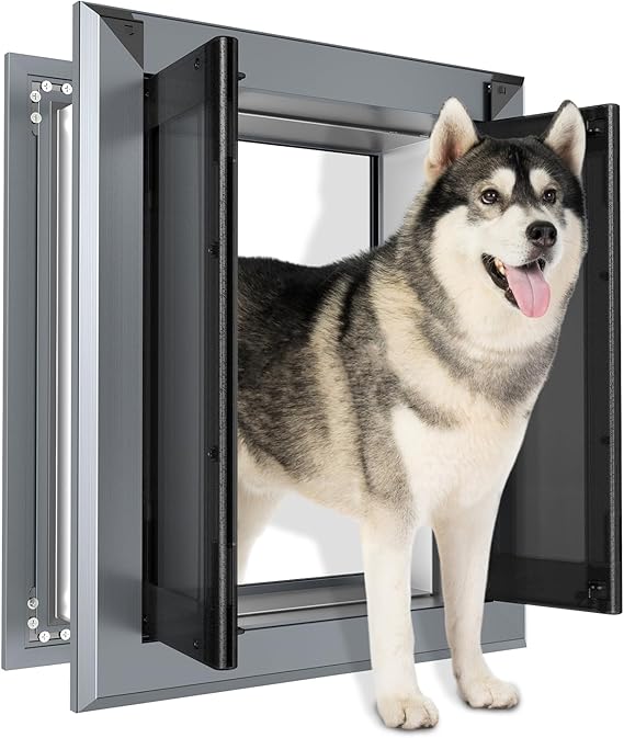 HIDROSIL Dog Door for Wall (Heavy Duty, Large, Smoky Gray variant):