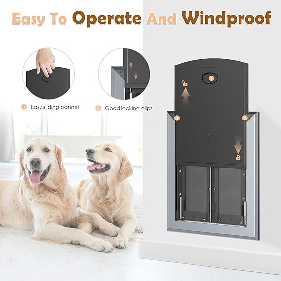 HIDROSIL Dog Door for Wall (Heavy Duty, Large, Smoky Gray variant):