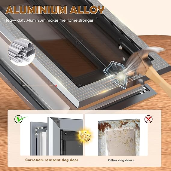 HIDROSIL Dog Door for Wall (Heavy Duty, Large, Smoky Gray variant):